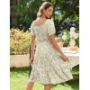 imageZeagoo Womens Summer Dress Casual Puff Sleeve Square Neck Midi Dresses Tiered Beach Vacation ALine Sundress with PocketsLight Yellow Floral