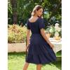 imageZeagoo Womens Summer Dress Casual Puff Sleeve Square Neck Midi Dresses Tiered Beach Vacation ALine Sundress with PocketsNavy Bulue
