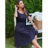 imageZeagoo Womens Summer Dress Casual Puff Sleeve Square Neck Midi Dresses Tiered Beach Vacation ALine Sundress with PocketsNavy Bulue