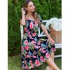 imageZeagoo Womens Summer Dress Casual Puff Sleeve Square Neck Midi Dresses Tiered Beach Vacation ALine Sundress with PocketsPink Green Floral