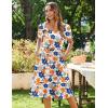 imageZeagoo Womens Summer Dress Casual Puff Sleeve Square Neck Midi Dresses Tiered Beach Vacation ALine Sundress with PocketsYellow Blue Floral