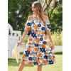 imageZeagoo Womens Summer Dress Casual Puff Sleeve Square Neck Midi Dresses Tiered Beach Vacation ALine Sundress with PocketsYellow Blue Floral