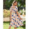 imageZeagoo Womens Summer Dress Casual Puff Sleeve Square Neck Midi Dresses Tiered Beach Vacation ALine Sundress with PocketsYellow Blue Floral