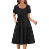 imageZeagoo Womens Summer Dress Casual Puff Sleeve Square Neck Midi Dresses Tiered Beach Vacation ALine Sundress with Pockets01black