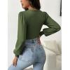 imageZeagoo Women 2024 Long Puff Sleeve Sweater Fall Slim Fit Pullover Tops Crewneck Ribbed Knit Bodysuit Jumpsuit SXXLArmy Green