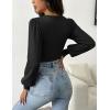 imageZeagoo Women 2024 Long Puff Sleeve Sweater Fall Slim Fit Pullover Tops Crewneck Ribbed Knit Bodysuit Jumpsuit SXXLBlack