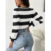 imageZeagoo Women 2024 Long Puff Sleeve Sweater Fall Slim Fit Pullover Tops Crewneck Ribbed Knit Bodysuit Jumpsuit SXXLBlack White