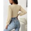 imageZeagoo Women 2024 Long Puff Sleeve Sweater Fall Slim Fit Pullover Tops Crewneck Ribbed Knit Bodysuit Jumpsuit SXXLCoffee