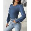 imageZeagoo Women 2024 Long Puff Sleeve Sweater Fall Slim Fit Pullover Tops Crewneck Ribbed Knit Bodysuit Jumpsuit SXXLNavy Blue