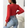 imageZeagoo Women 2024 Long Puff Sleeve Sweater Fall Slim Fit Pullover Tops Crewneck Ribbed Knit Bodysuit Jumpsuit SXXLRed