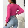 imageZeagoo Women 2024 Long Puff Sleeve Sweater Fall Slim Fit Pullover Tops Crewneck Ribbed Knit Bodysuit Jumpsuit SXXLRose Red