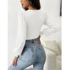 imageZeagoo Women 2024 Long Puff Sleeve Sweater Fall Slim Fit Pullover Tops Crewneck Ribbed Knit Bodysuit Jumpsuit SXXLWhite