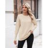 imageZeagoo Womens 2025 Fall Sweaters Casual Long Sleeve Crew Neck Ribbed Knit Side Slit Pullover SweaterApricot