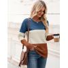 imageZeagoo Womens 2025 Fall Sweaters Casual Long Sleeve Crew Neck Ribbed Knit Side Slit Pullover SweaterColorblock 458