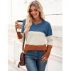 imageZeagoo Womens 2025 Fall Sweaters Casual Long Sleeve Crew Neck Ribbed Knit Side Slit Pullover SweaterColorblock 458