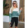 imageZeagoo Womens 2025 Fall Sweaters Casual Long Sleeve Crew Neck Ribbed Knit Side Slit Pullover SweaterGreenwhite