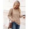 imageZeagoo Womens 2025 Fall Sweaters Casual Long Sleeve Crew Neck Ribbed Knit Side Slit Pullover SweaterKhaki