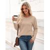 imageZeagoo Womens 2025 Fall Sweaters Casual Long Sleeve Crew Neck Ribbed Knit Side Slit Pullover SweaterKhaki