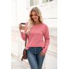 imageZeagoo Womens 2025 Fall Sweaters Casual Long Sleeve Crew Neck Ribbed Knit Side Slit Pullover SweaterPink