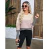imageZeagoo Womens 2025 Fall Sweaters Casual Long Sleeve Crew Neck Ribbed Knit Side Slit Pullover SweaterPinkgray