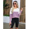 imageZeagoo Womens 2025 Fall Sweaters Casual Long Sleeve Crew Neck Ribbed Knit Side Slit Pullover SweaterPurplewhite