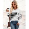 imageZeagoo Womens 2025 Fall Sweaters Casual Long Sleeve Crew Neck Ribbed Knit Side Slit Pullover SweaterStriped White Black