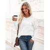 imageZeagoo Womens 2025 Fall Sweaters Casual Long Sleeve Crew Neck Ribbed Knit Side Slit Pullover SweaterWhite