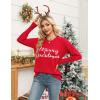 imageZeagoo Womens 2025 Fall Sweaters Casual Long Sleeve Crew Neck Ribbed Knit Side Slit Pullover SweaterXmas Red