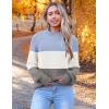 imageZeagoo Womens 2025 Fall Turtleneck Sweaters Trendy Loose Long Sleeve Knit Pullover Jumper TopsZblue Block Color