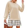 imageZeagoo Womens Sweatshirts Plaid Patchwork Crewneck Preppy Long Sleeve Hoodie 2024 Trendy Teen Girls Flowy Pullover TopBeige Plaid