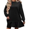imageZeagoo Womens Sweatshirts Plaid Patchwork Crewneck Preppy Long Sleeve Hoodie 2024 Trendy Teen Girls Flowy Pullover TopBlack