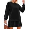 imageZeagoo Womens Sweatshirts Plaid Patchwork Crewneck Preppy Long Sleeve Hoodie 2024 Trendy Teen Girls Flowy Pullover TopBlack