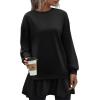 imageZeagoo Womens Sweatshirts Plaid Patchwork Crewneck Preppy Long Sleeve Hoodie 2024 Trendy Teen Girls Flowy Pullover TopBlack