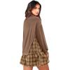imageZeagoo Womens Sweatshirts Plaid Patchwork Crewneck Preppy Long Sleeve Hoodie 2024 Trendy Teen Girls Flowy Pullover TopBrown Plaid