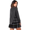 imageZeagoo Womens Sweatshirts Plaid Patchwork Crewneck Preppy Long Sleeve Hoodie 2024 Trendy Teen Girls Flowy Pullover TopDark Grey Plaid