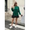 imageZeagoo Womens Sweatshirts Plaid Patchwork Crewneck Preppy Long Sleeve Hoodie 2024 Trendy Teen Girls Flowy Pullover TopGreen Plaid