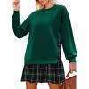 imageZeagoo Womens Sweatshirts Plaid Patchwork Crewneck Preppy Long Sleeve Hoodie 2024 Trendy Teen Girls Flowy Pullover TopGreen Plaid