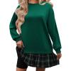 imageZeagoo Womens Sweatshirts Plaid Patchwork Crewneck Preppy Long Sleeve Hoodie 2024 Trendy Teen Girls Flowy Pullover TopGreen Plaid