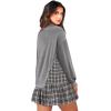imageZeagoo Womens Sweatshirts Plaid Patchwork Crewneck Preppy Long Sleeve Hoodie 2024 Trendy Teen Girls Flowy Pullover TopLight Grey Plaid