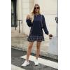imageZeagoo Womens Sweatshirts Plaid Patchwork Crewneck Preppy Long Sleeve Hoodie 2024 Trendy Teen Girls Flowy Pullover TopNavy Blue Plaid