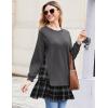 imageZeagoo Womens Sweatshirts Plaid Patchwork Crewneck Preppy Long Sleeve Hoodie 2024 Trendy Teen Girls Flowy Pullover TopPlaid Patchwork Preppy Sweatshirt Dress Grey Flowy Hem Back to School Outfits for Girls Women Round Neck Long Sleeves Pullover Sweatshirt Oversized Casual Pullover Tops Crewneck Plus Essential Hoodies Relaxed Fit Ladies Fall Winter Flare Sweatshirts