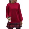 imageZeagoo Womens Sweatshirts Plaid Patchwork Crewneck Preppy Long Sleeve Hoodie 2024 Trendy Teen Girls Flowy Pullover TopRed Plaid