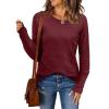 imageZeagoo Womens 2025 Fall Sweaters Casual Long Sleeve Crew Neck Ribbed Knit Side Slit Pullover SweaterWine Red