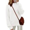 imageZeagoo Womens 2025 Fall Turtleneck Sweaters Trendy Loose Long Sleeve Knit Pullover Jumper TopsAwhite