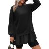 imageZeagoo Womens Sweatshirts Plaid Patchwork Crewneck Preppy Long Sleeve Hoodie 2024 Trendy Teen Girls Flowy Pullover TopBlack