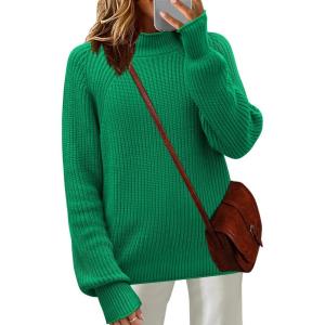 imageZeagoo Womens 2025 Fall Turtleneck Sweaters Trendy Loose Long Sleeve Knit Pullover Jumper TopsGreen