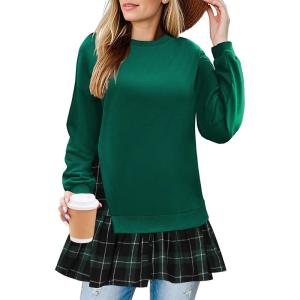 imageZeagoo Womens Sweatshirts Plaid Patchwork Crewneck Preppy Long Sleeve Hoodie 2024 Trendy Teen Girls Flowy Pullover TopPreppy Sweatshirt With Long Sleeves Back to School Outfits for Girls Women Flowy Hem Pullover Essential Hoodie Casual Plaid Patchwork Crewneck Sweatshirt for Women Oversized Relaxed Fit Green Sweatshirt Fall Winter Casual Pullover Tops 2024 Tready
