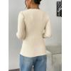 imageZeagoo Fall Sweaters for Women 2024 Casual Long Sleeve Shirts V Neck Pullover Puff Slim Fit TopsBeige