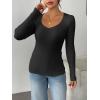 imageZeagoo Fall Sweaters for Women 2024 Casual Long Sleeve Shirts V Neck Pullover Puff Slim Fit TopsBlack