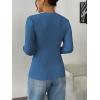 imageZeagoo Fall Sweaters for Women 2024 Casual Long Sleeve Shirts V Neck Pullover Puff Slim Fit TopsBlue